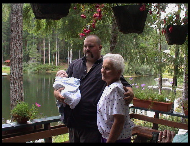 Logan, dad, and Great Grandma Helen