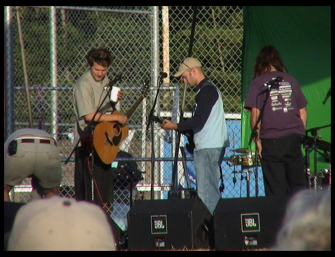 Trevor Rogers and Brad Gilard of the Clumsy Lovers and some sound guy