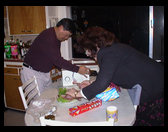Greg and Katherine preparing food.