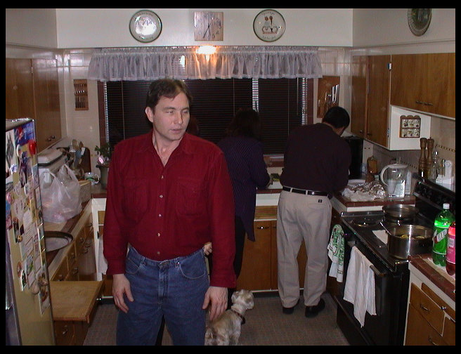 Dave, Grandma Zoe and Greg cleaning up.