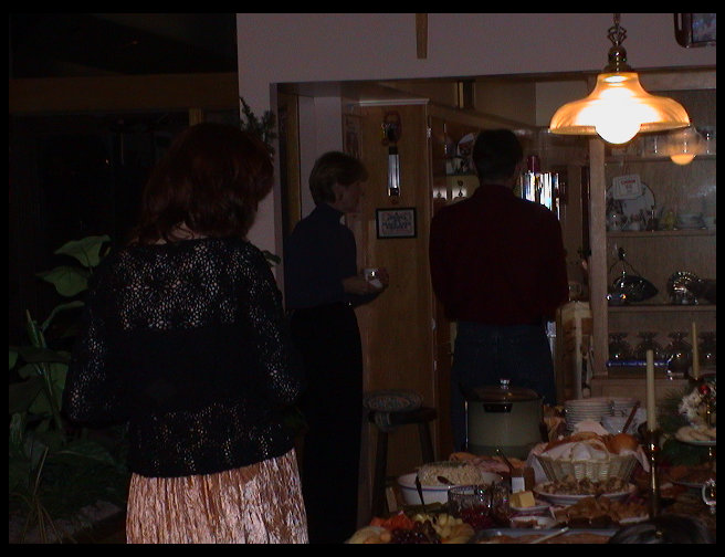 Preparing to partake in the dinner.