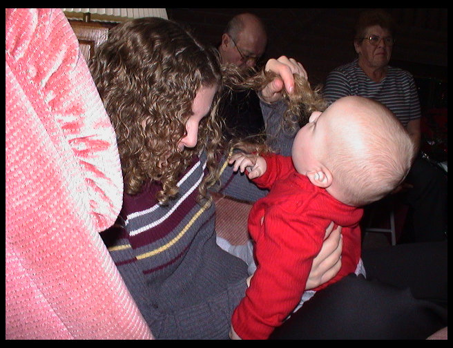 Jennifer and Logan enjoying a moment.