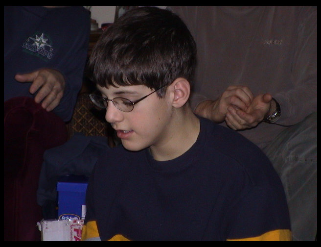 Tyler enjoying a present.