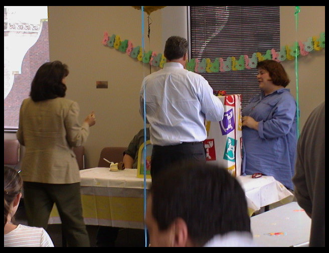 Kathy Murphy in the khaki, Peter, and Sandra.
