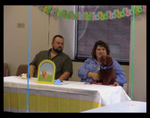 Sandra and Timm pose with Bess.