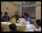 Timm and Sandra opening presents.