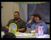 Sandra is sweating...terrible side effect of being pregnant.