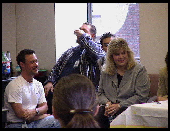 Mark. David and Jess all enjoying the party.