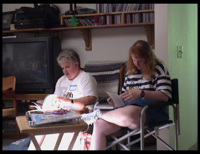 Shirley Ross and Melaney (Ross) Watson playing a game.