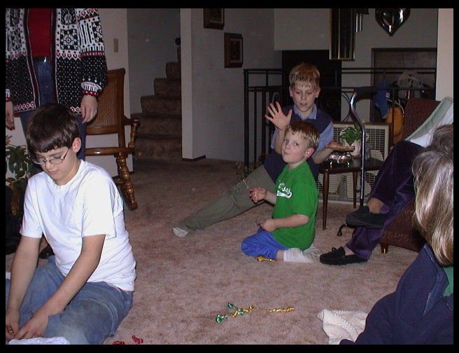 Tyler in white, Kaleb and Erik being a ham.  