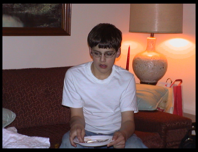 Tyler devoured another piece of pie.