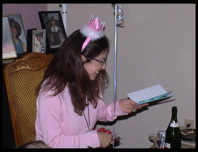 She is ecstatic, someone gave her a Blue's Clues blanket.