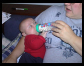 Logan enjoying his bottle.