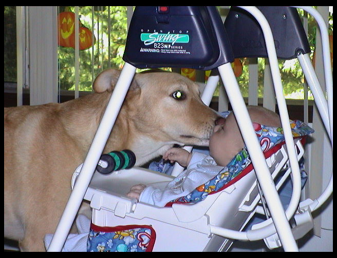 Maya kissing her buddy.