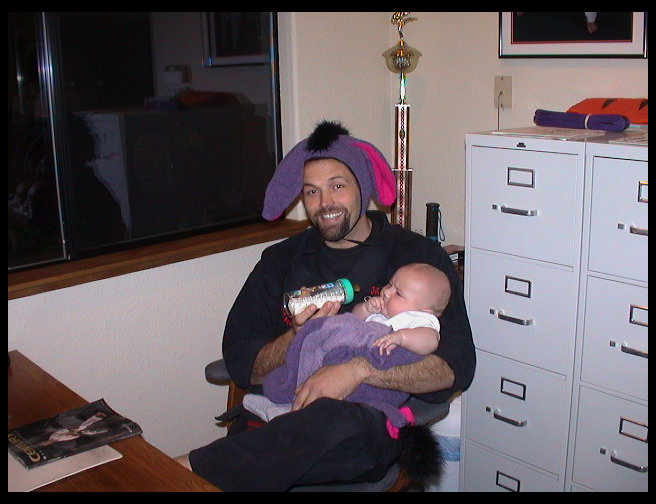 Mr. Graves with Logan's Eeyore hat on.