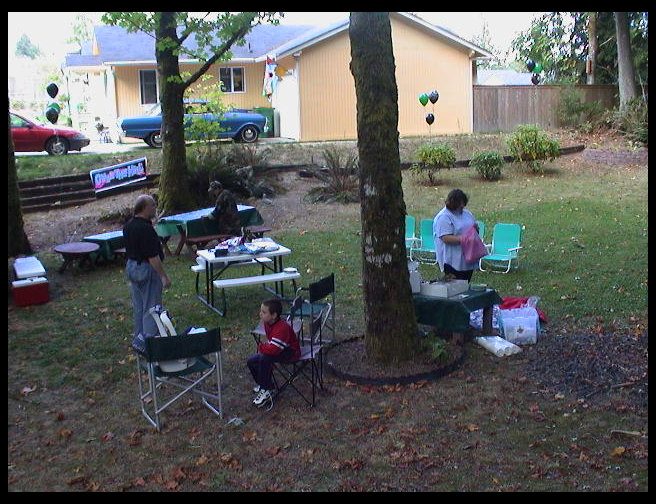 Setting up for Mr. Graves birthday gathering