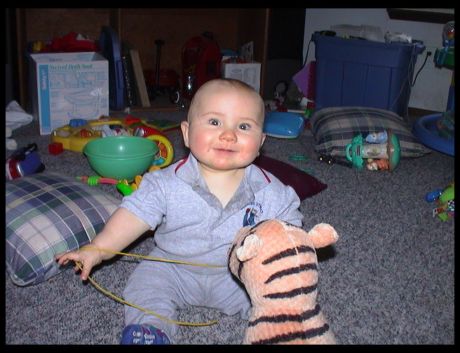 opps, never mind he is smiling now.