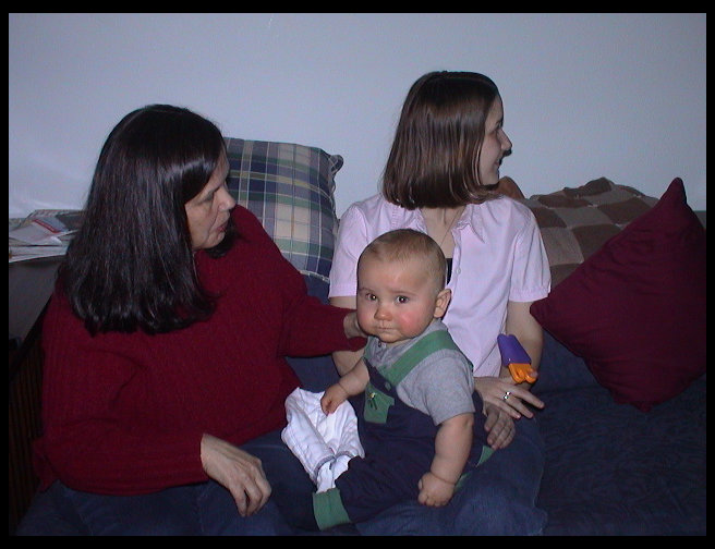 Grandma Zoe and Auntie Heather on a Saturday afternoon with Logan.