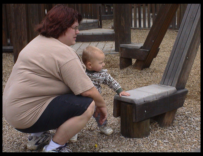 Mommy and Logan enjoying a moment.
