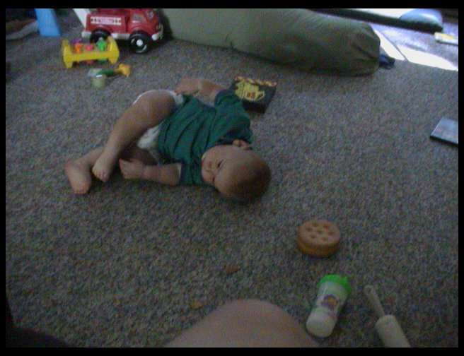 Logan rolling around.