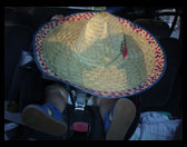 Logan in daddy's b-day sombrero.