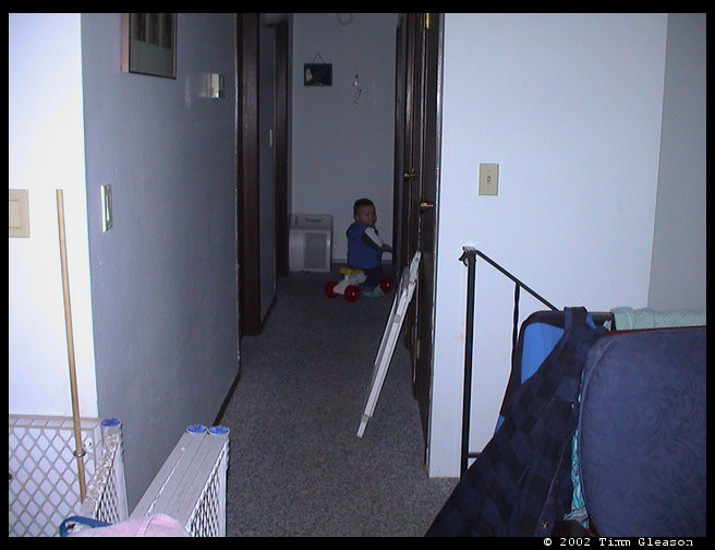 Logan still on his bike.