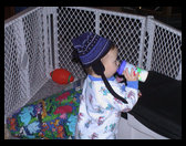 Logan in his ski hat. 