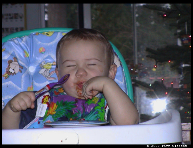 Now he is posing for a picture.