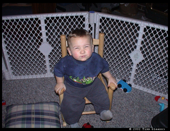 Logan posing in his chair.