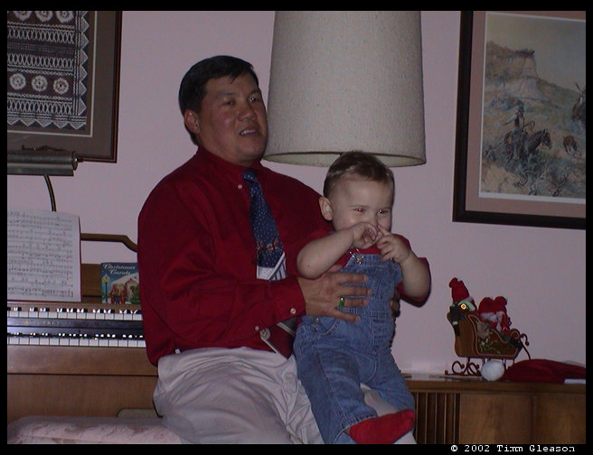 Greg and Logan on Christmas Eve.