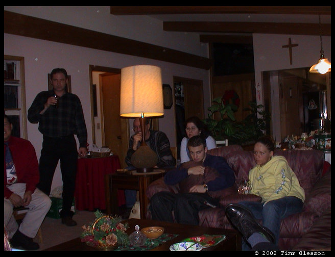 Greg sitting down, Dave standing, Carl and Catherine (behind the light), Dave Jr and his girlfriend Amber.