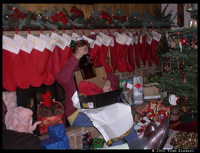 Look what she got...a huge bottle of Bailey's.