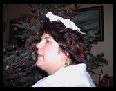 Lovely picture of Sandra with a tissue on her head.