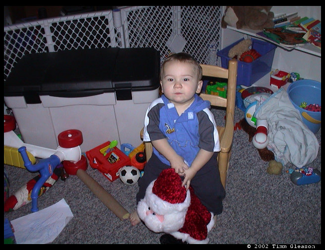 Logan waiting for a picture to be taken.