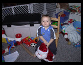 Logan waiting for a picture to be taken.