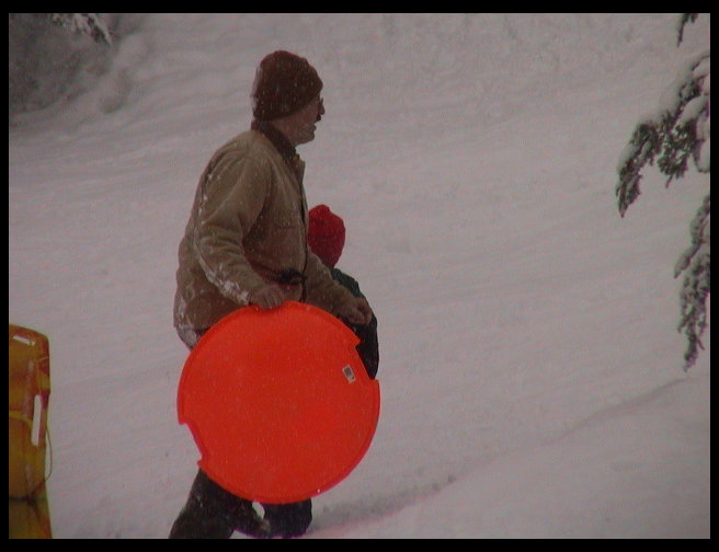 Ron and Kaleb and their slide.