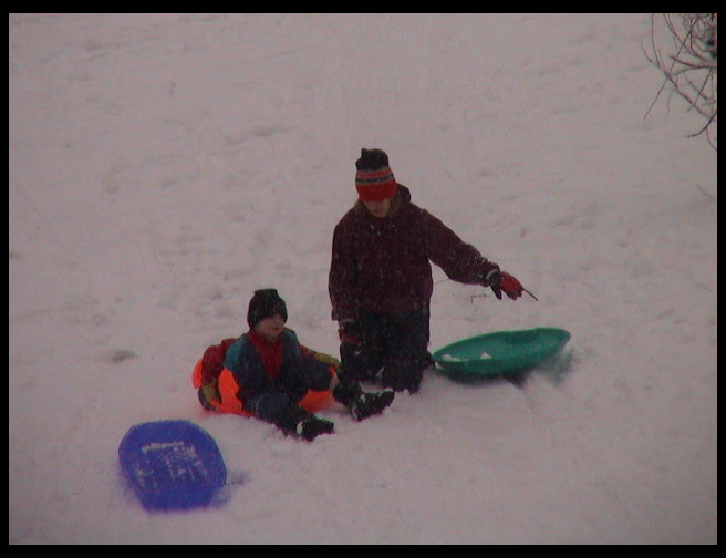 Jen and Kaleb trying to get up.