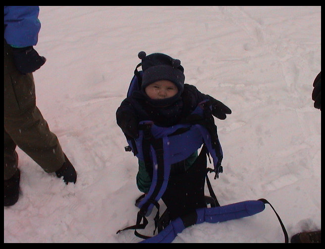 Snow hitting Logan's face.