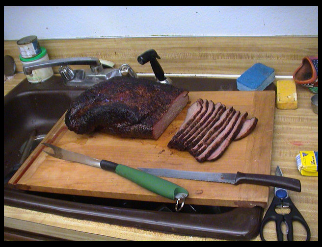 His first BBQ/smoked beef brisket.