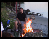 Jeff at the fire on the beach.