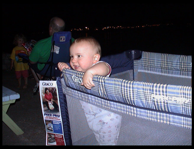 Logan in his playpen.