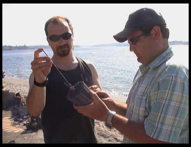 Pasha and Jeff building the sparkler bomb.