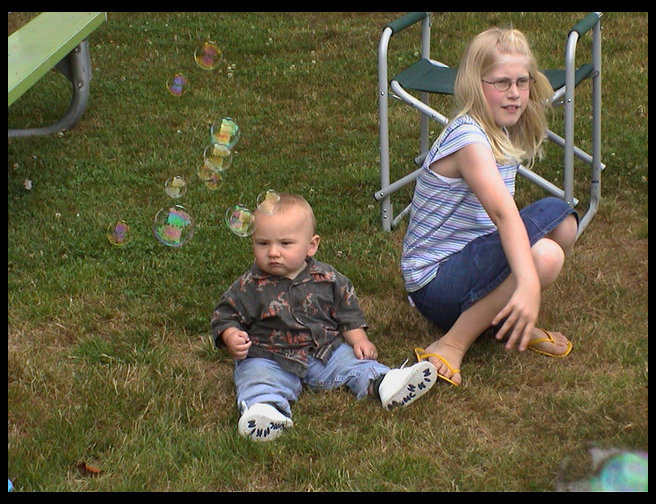 Logan loves bubbles.