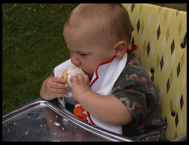 We gave him a cupcake.