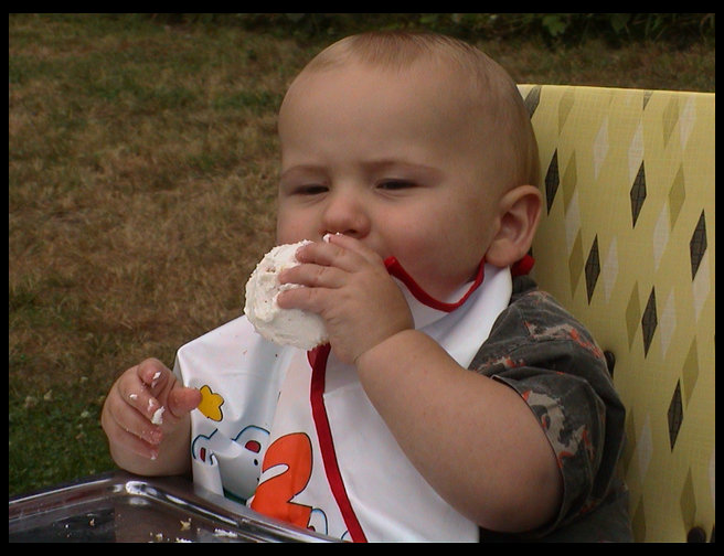 He really liked this cake.