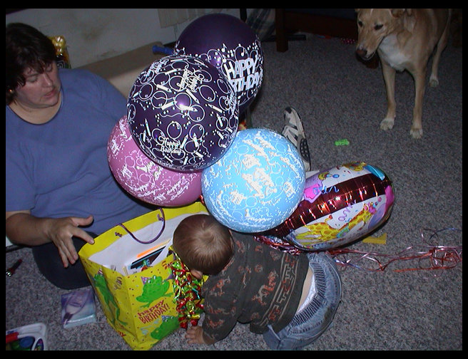Now we are home and he wants the balloons.