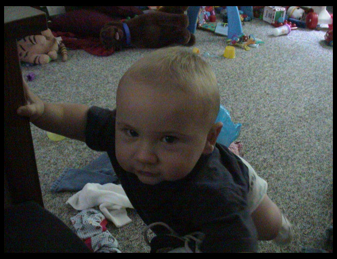 Logan pulling himself up.