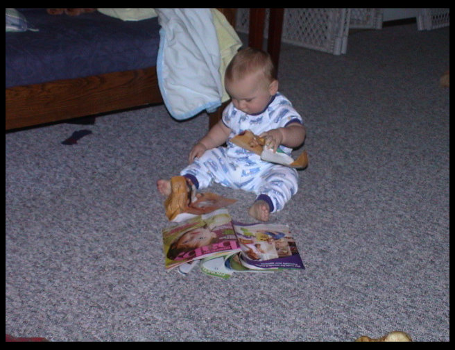 Now he has one of the dog's bones.