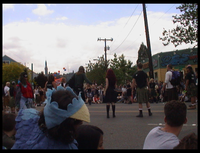 Now in the circle...they all lifted their kilts to show their bums.