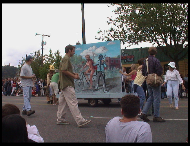Interesting float for people to put their heads through.